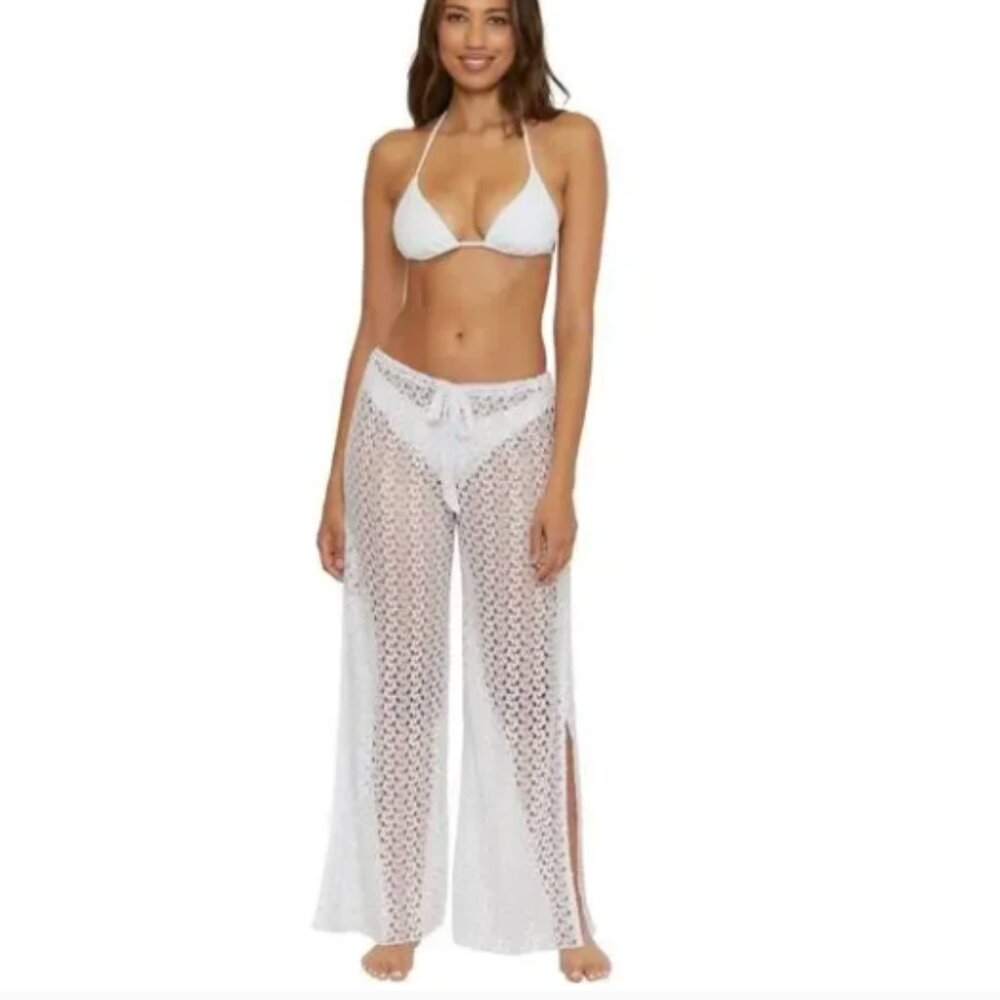 NWT BECCA • White Platinum Lace Crochet Cover Up Pant